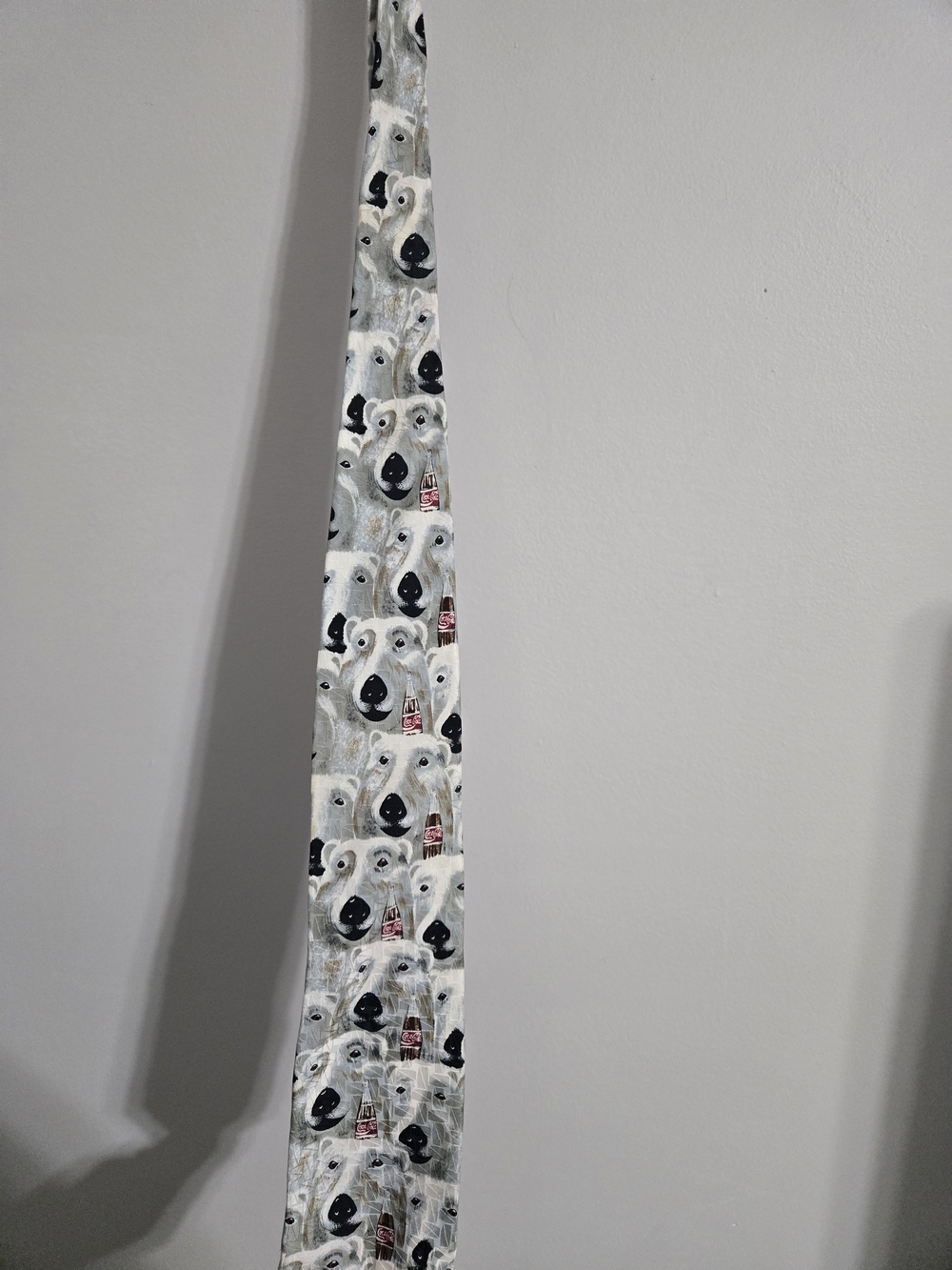 Coca Cola Polar Bear Pattern White and Black Silk Tie